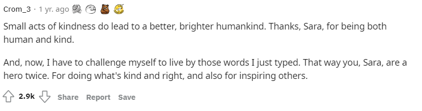 Small acts of kindness do lead to a better humankind.