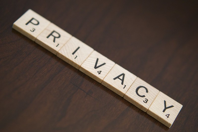 The word "privacy" spelled out in scrabble blocks