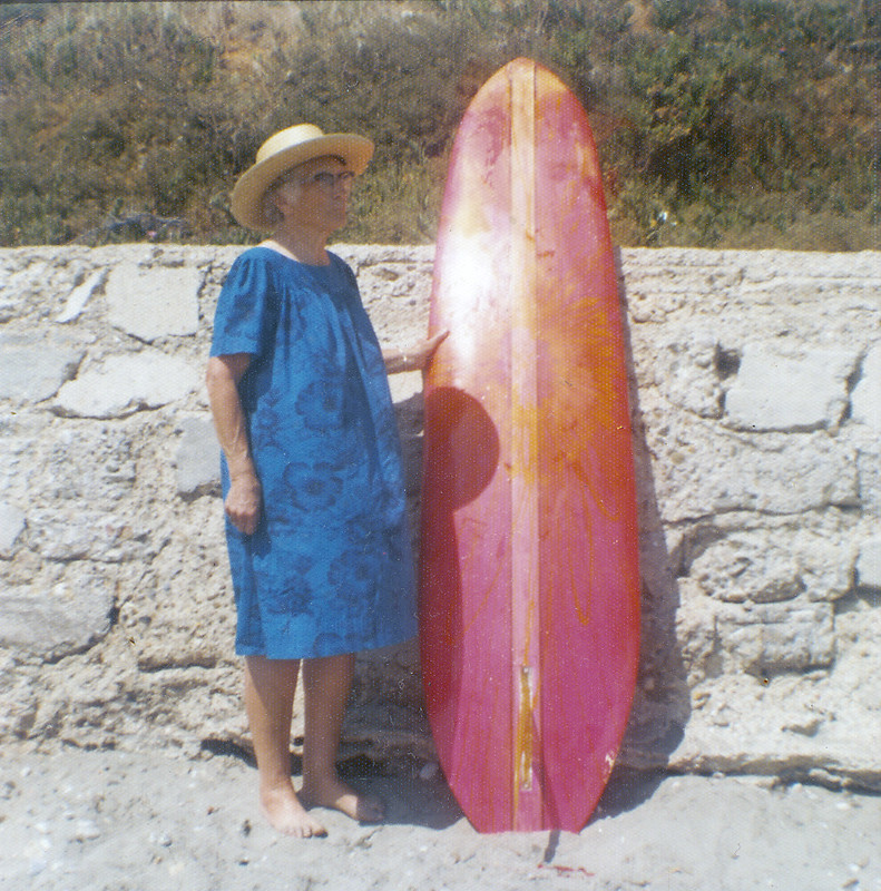 Grandma with a surfboard