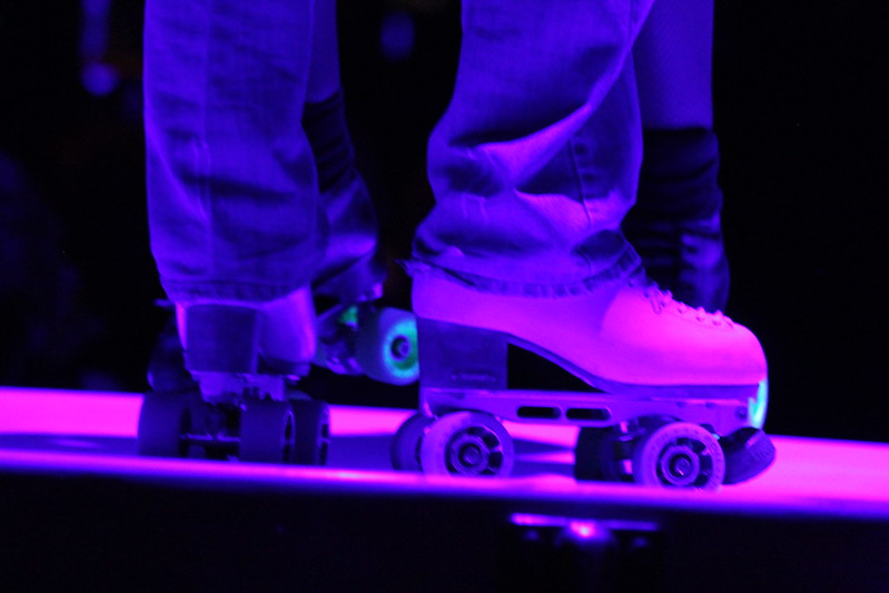 Roller skates in neon lighting