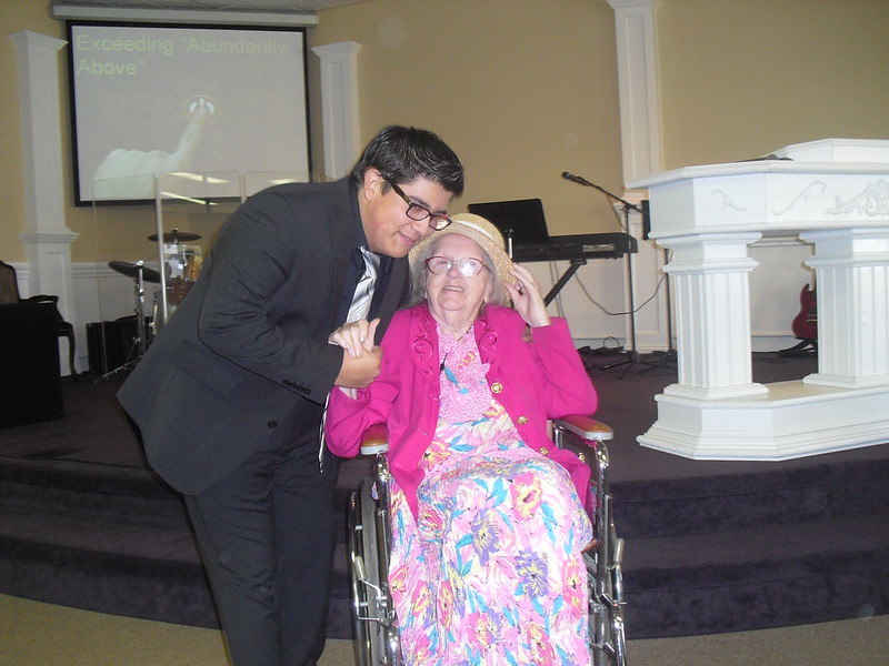 With Grandma at church