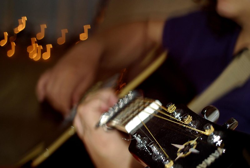 Playing the guitar