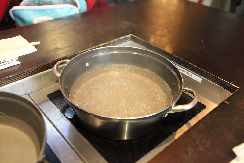 Boiling water in saucepan