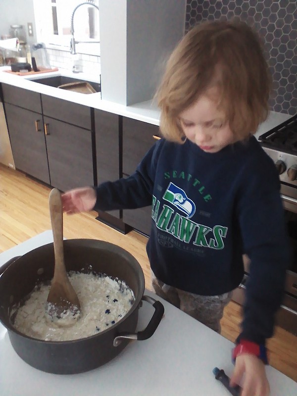 Making homemade playdough step 3