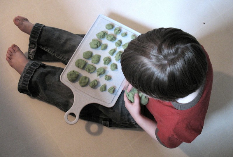Making homemade playdough step 7