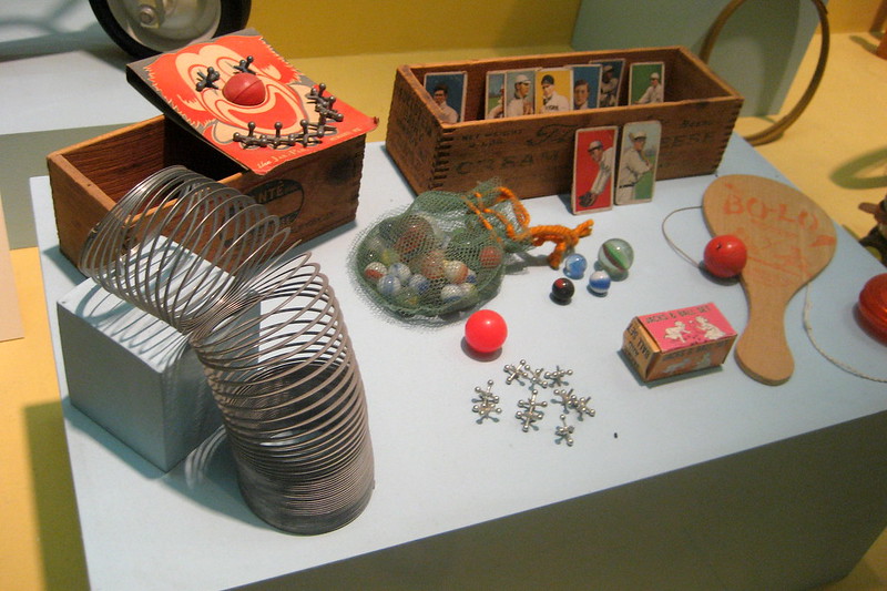 A display of old toys and games