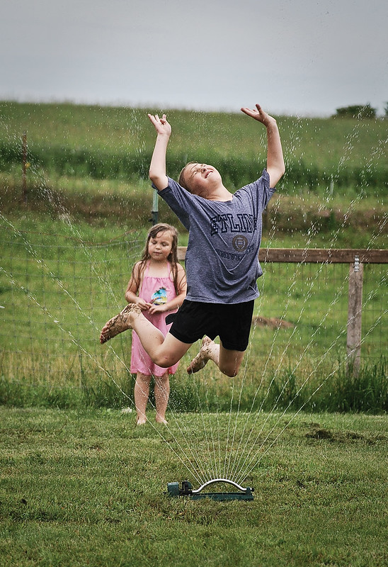 Backyard sprinkler fun