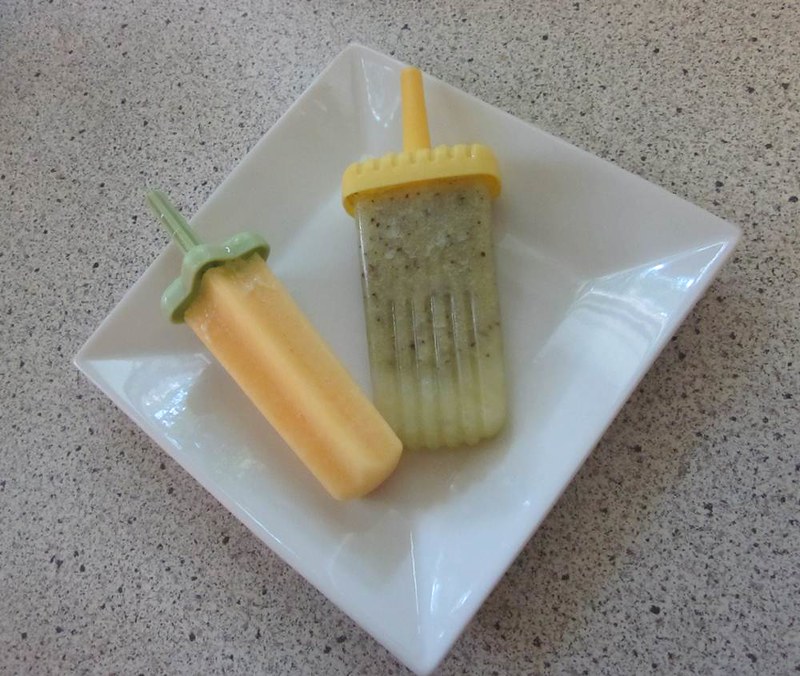 Kiwi and peach ice pops