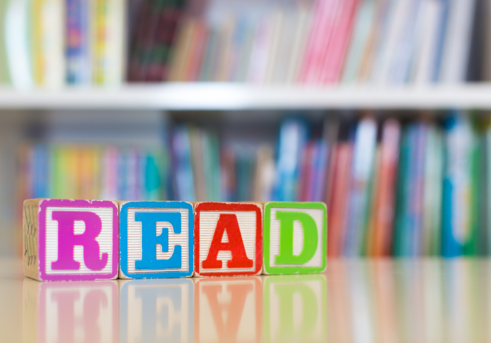 "Read" spelled out in blocks