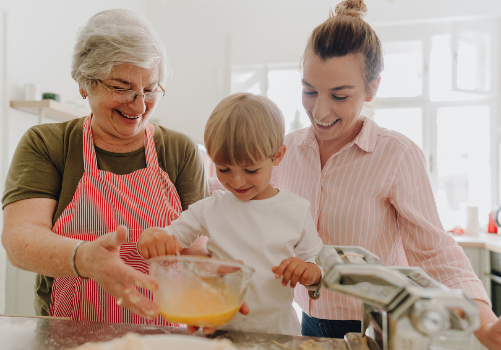 A family cooking together