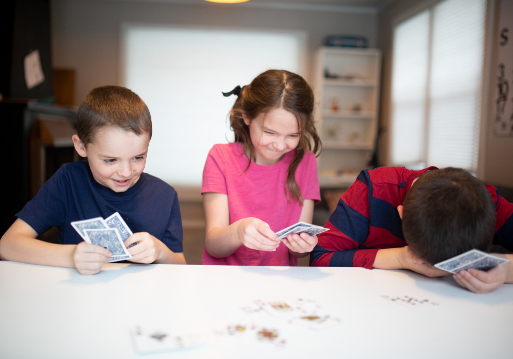 Kids playing card games