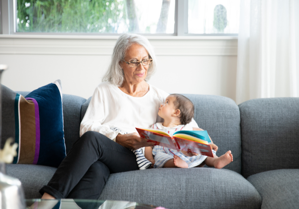 Story time on the couch