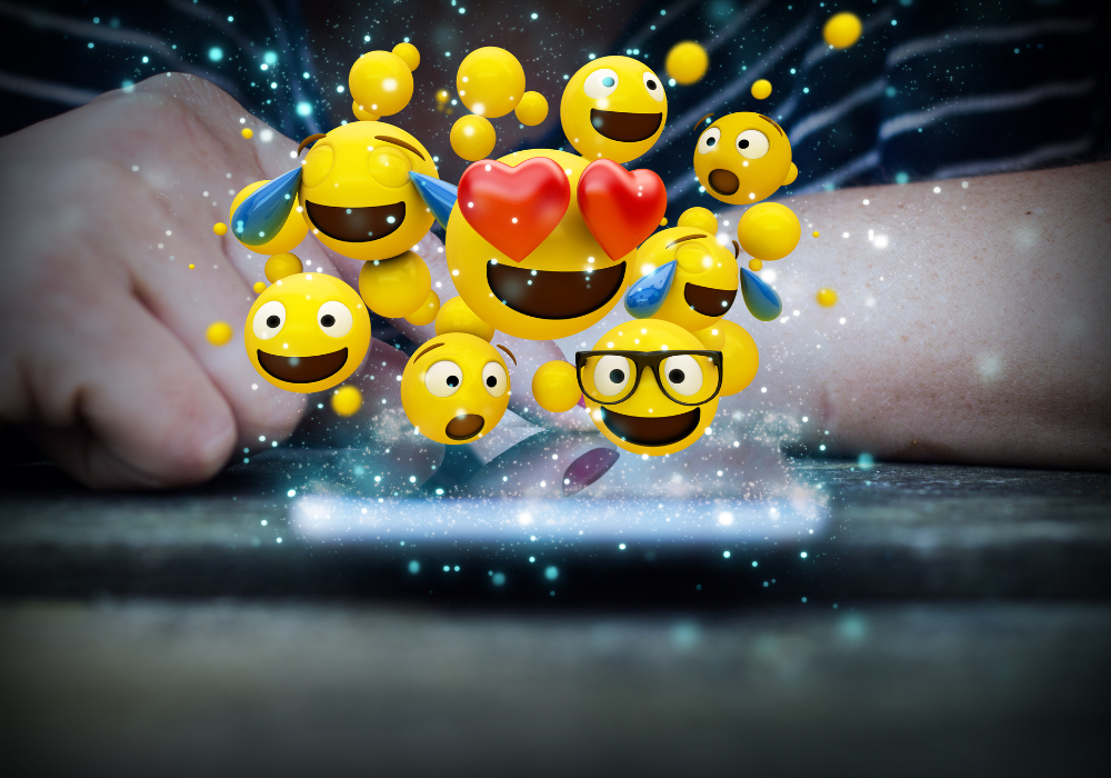 Emojis coming off the screen