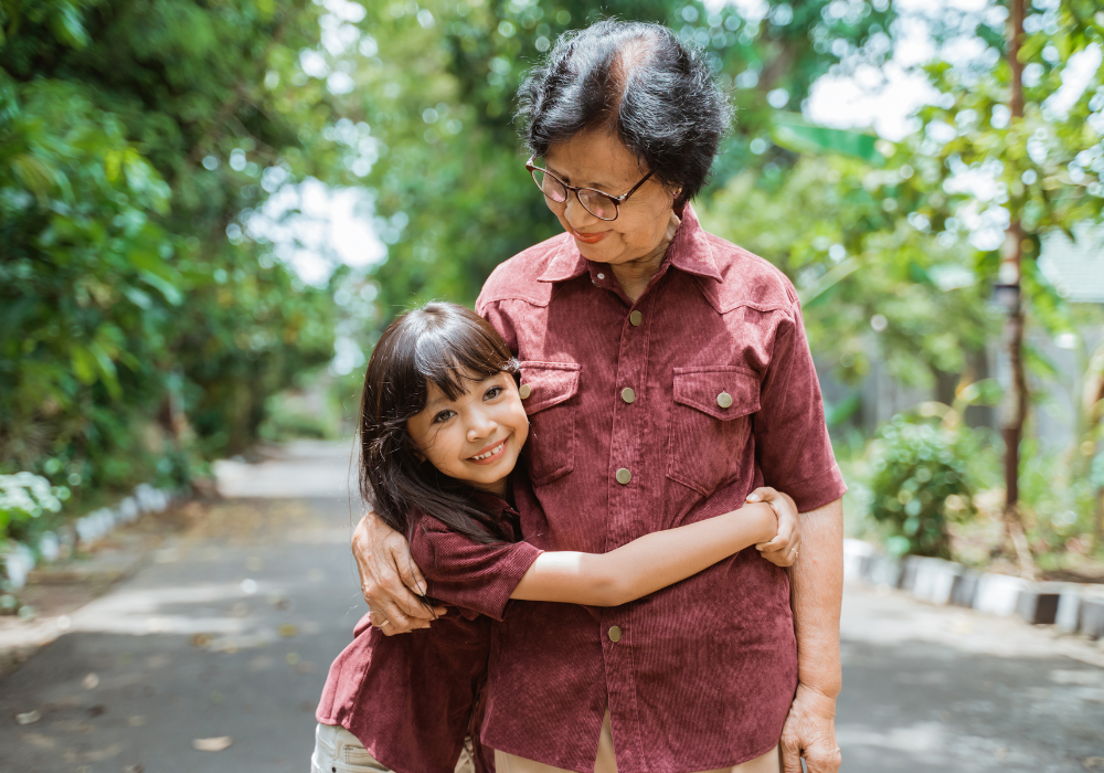 Grandmother hug