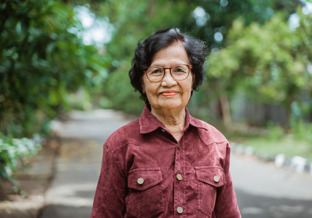 Grandma outside on the street