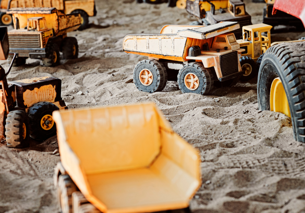 Tonka trucks in sand