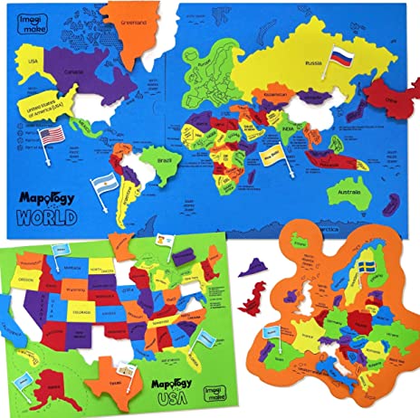 Imagimake Mapology United States & World Map Puzzle