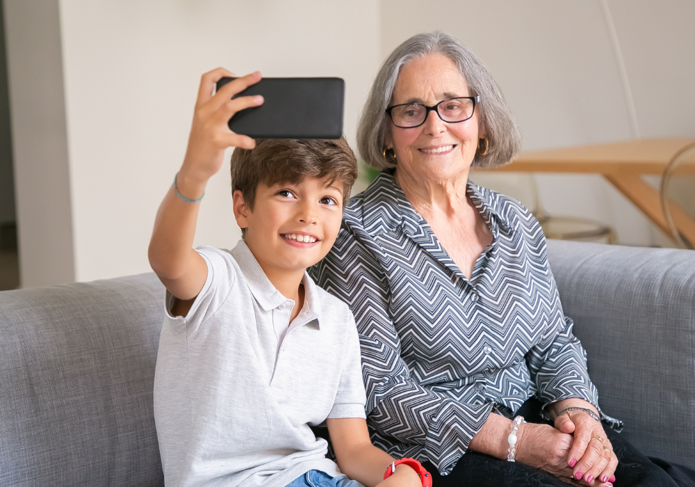 Taking a selfie with Grandma