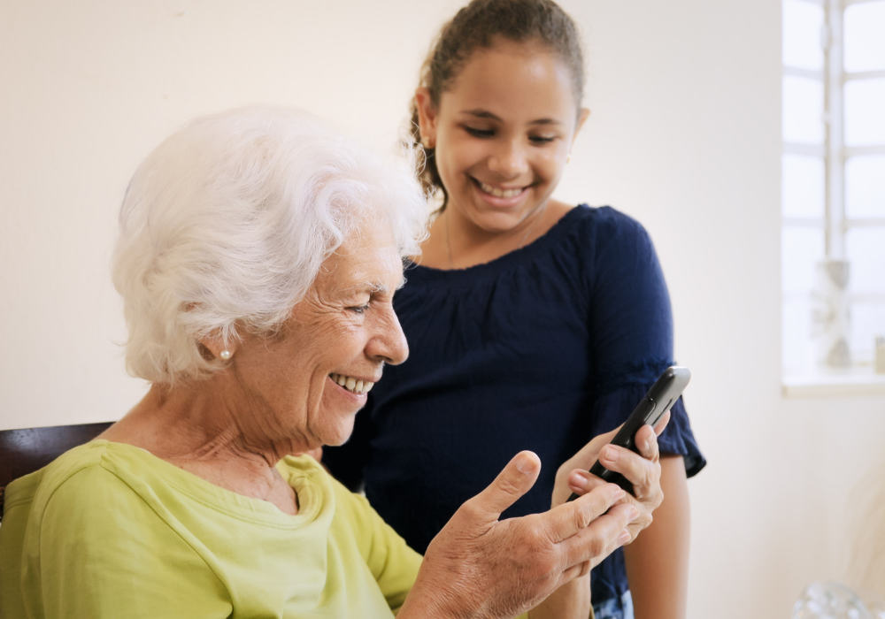 Grandma keeping up with technology
