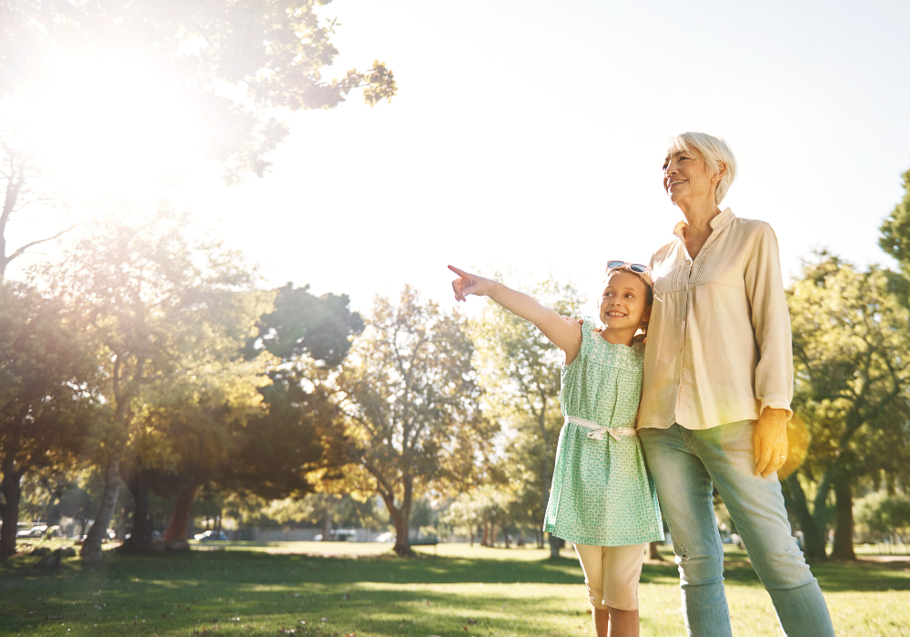 Enjoying the outdoors with Grandma
