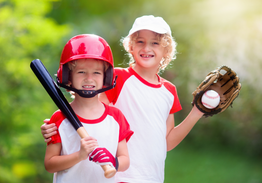 Kids in their baseball gear