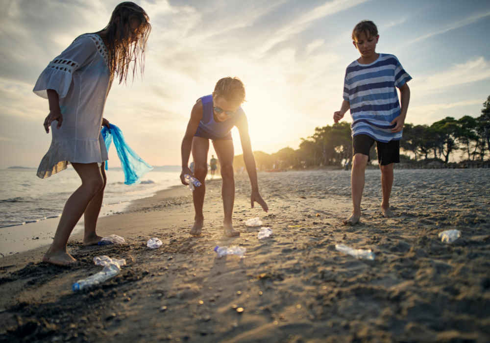 Cleaning up the beach