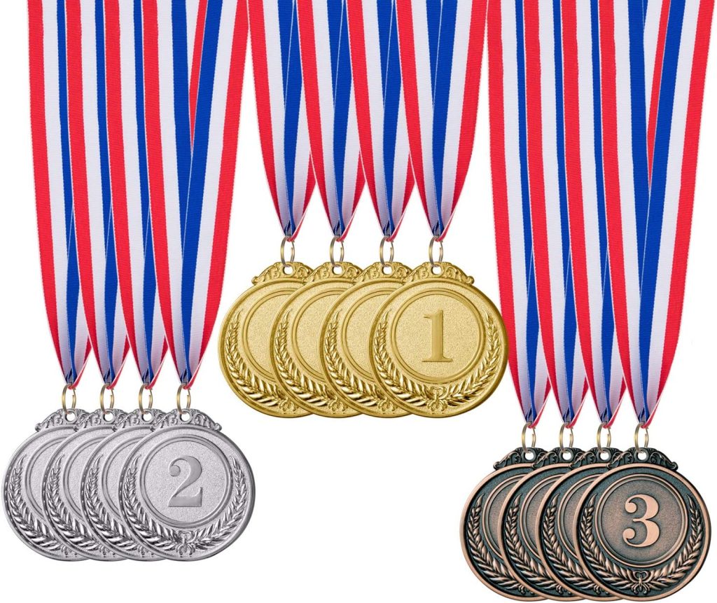 Favide 12 Pieces Gold Silver Bronze Award Medals