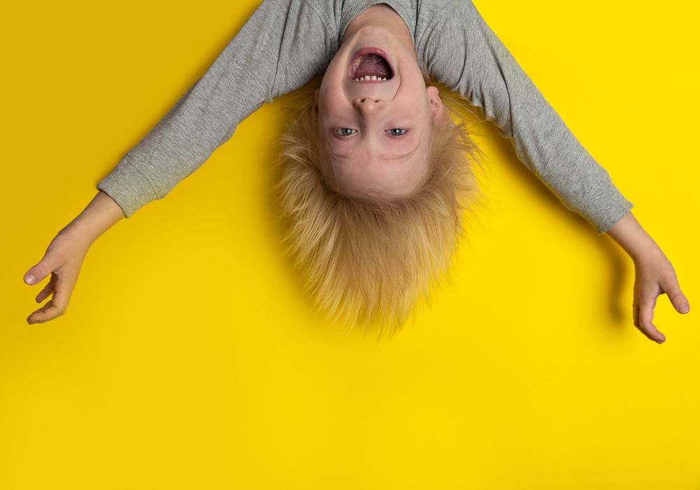 Upside-down child having fun