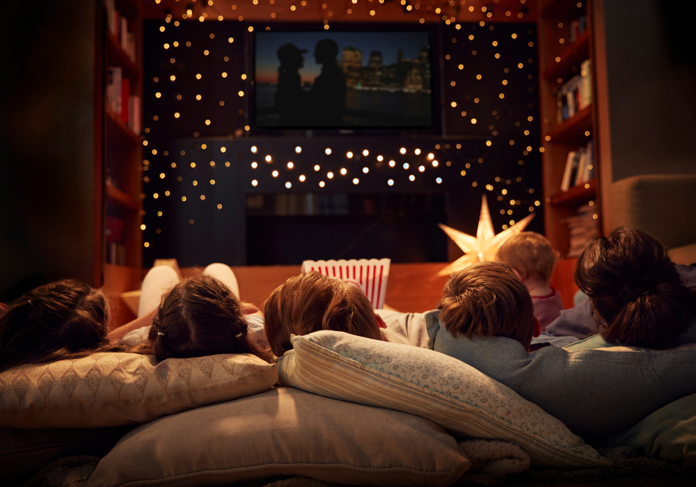 Kids having a movie night