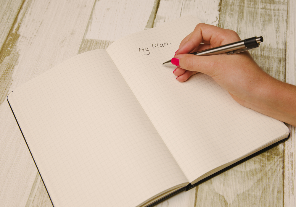 Writing out a plan in a calendar book