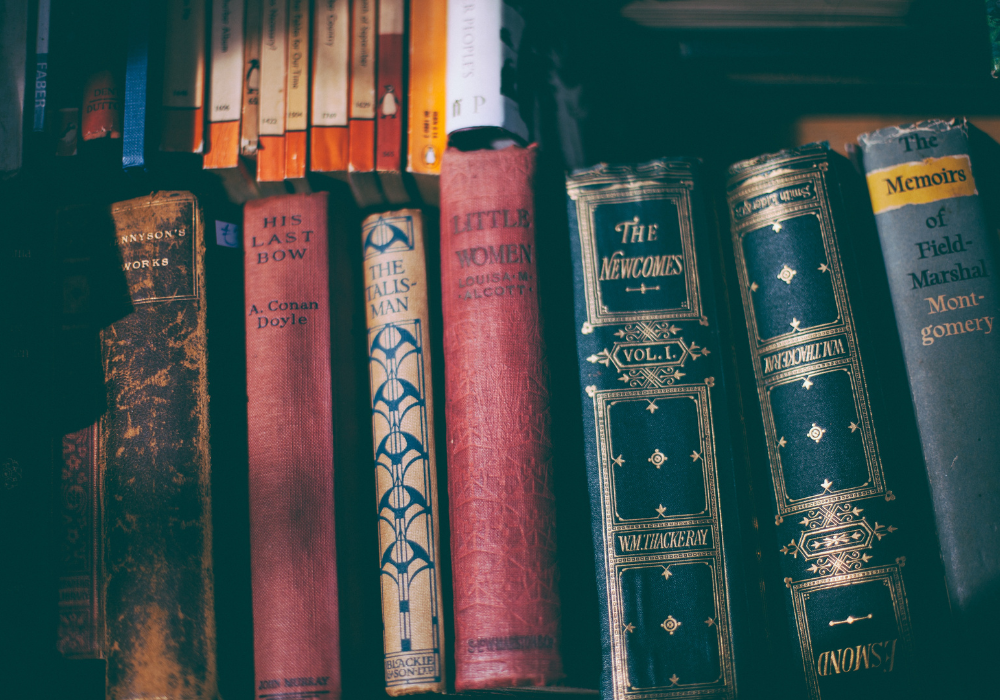 Old books on a shelf