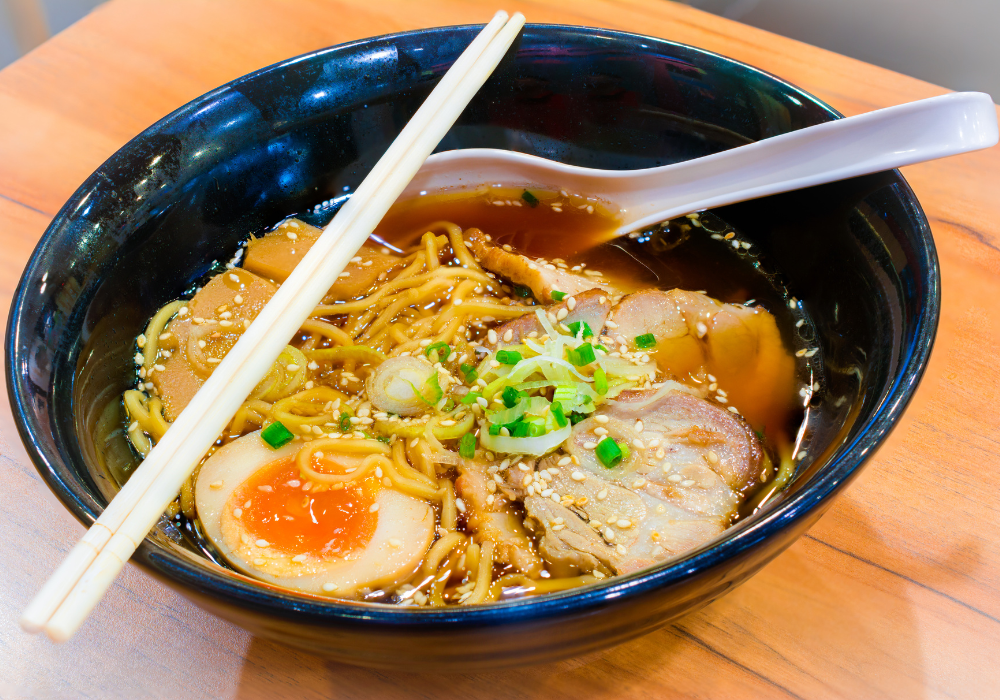Japanese dish with chopsticks