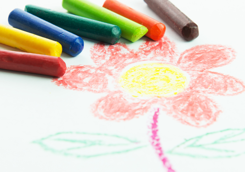 A flower drawn with crayons