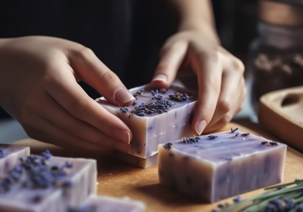 Making homemade soap bars