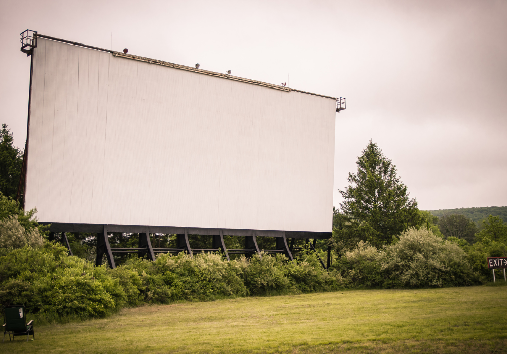 Drive-in movie theater screen