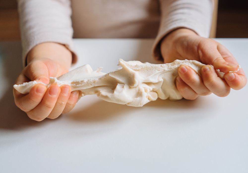 Stretching out some play dough