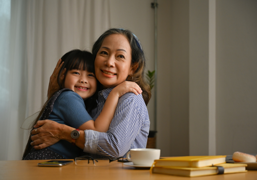 Grandmother and granddaughter sharing a precious moment